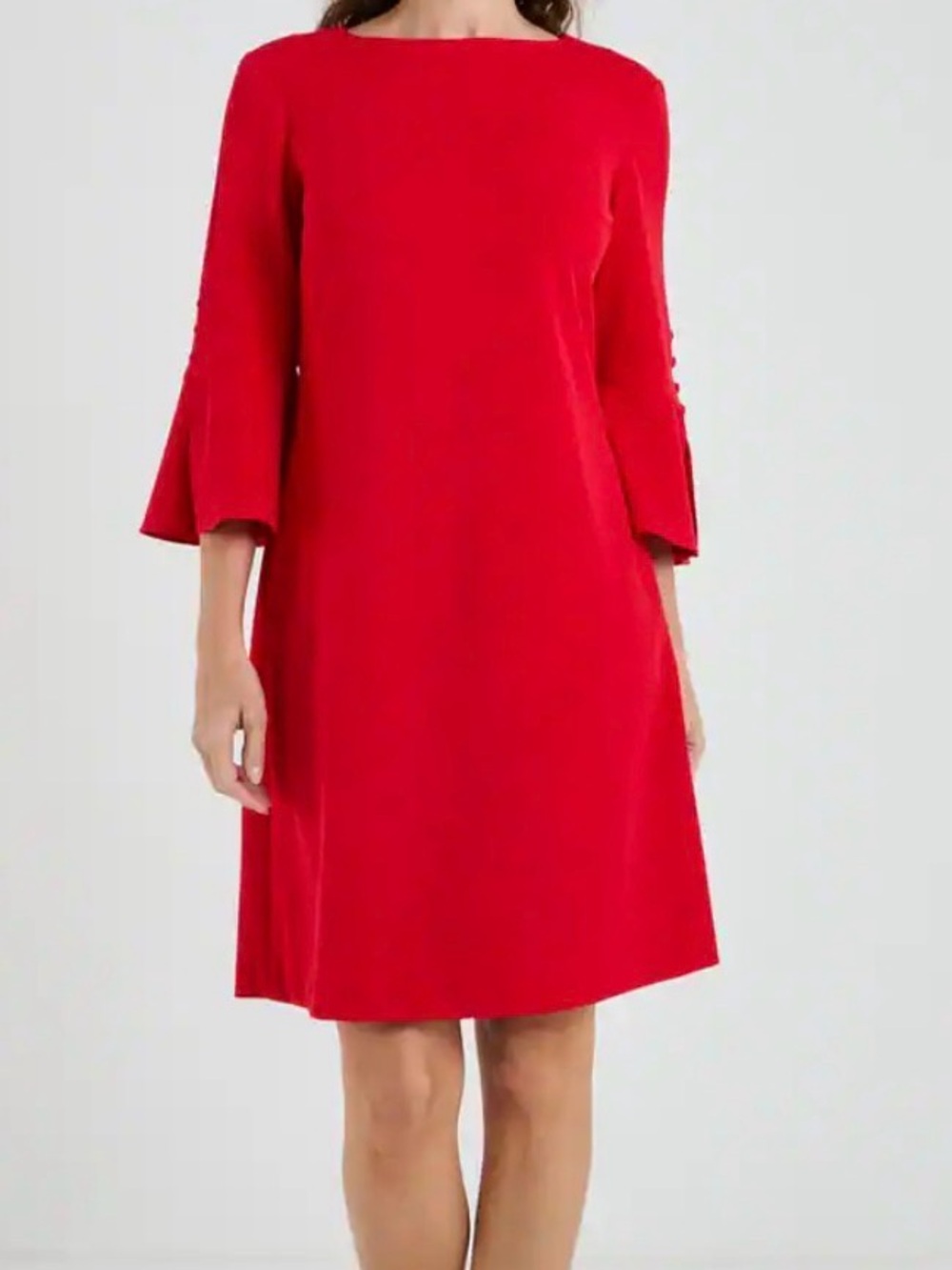 Simon Chang Vibrant Red Long Sleeve Dress